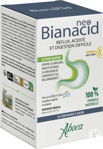 Aboca Neobianacid Goût Citron Reflux Acidité Et Digestion Difficile 45 Comprimés