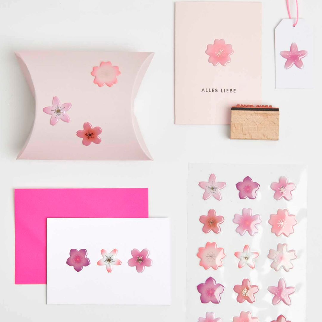 Gelstickers kersenbloesems glitter - 25st