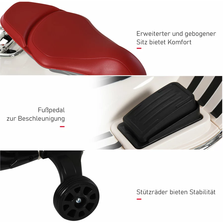 HOMCOM Elektrisches Kindermotorrad als Vespa weiß