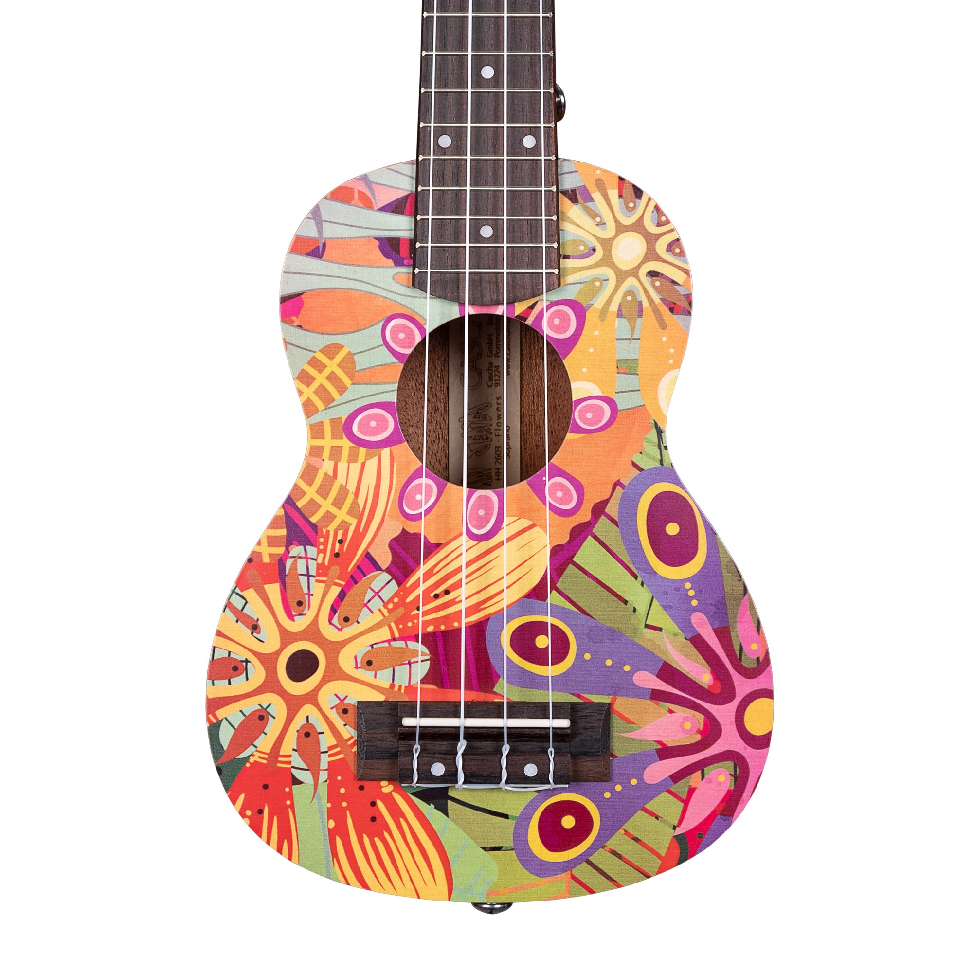Cascha HH 2603 Art Series Flowers sopraan ukelele massief spar bovenblad met gigbag
