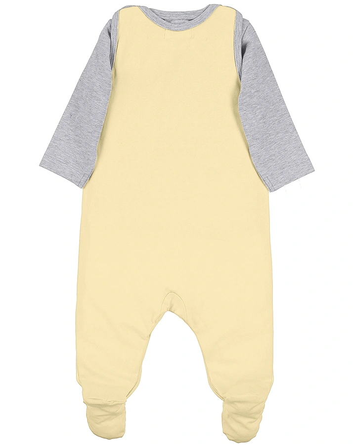 Strampler ENTE EDDA mit Langarmshirt in gelb/grau