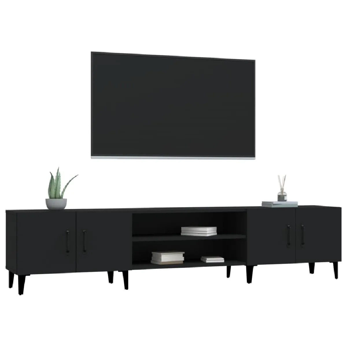 vidaXL Meuble TV Noir 180x31.5x40 cm