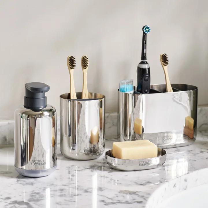 Joseph Joseph - EasyStore Luxe Zahnbürstenhalter, large, Edelstahl