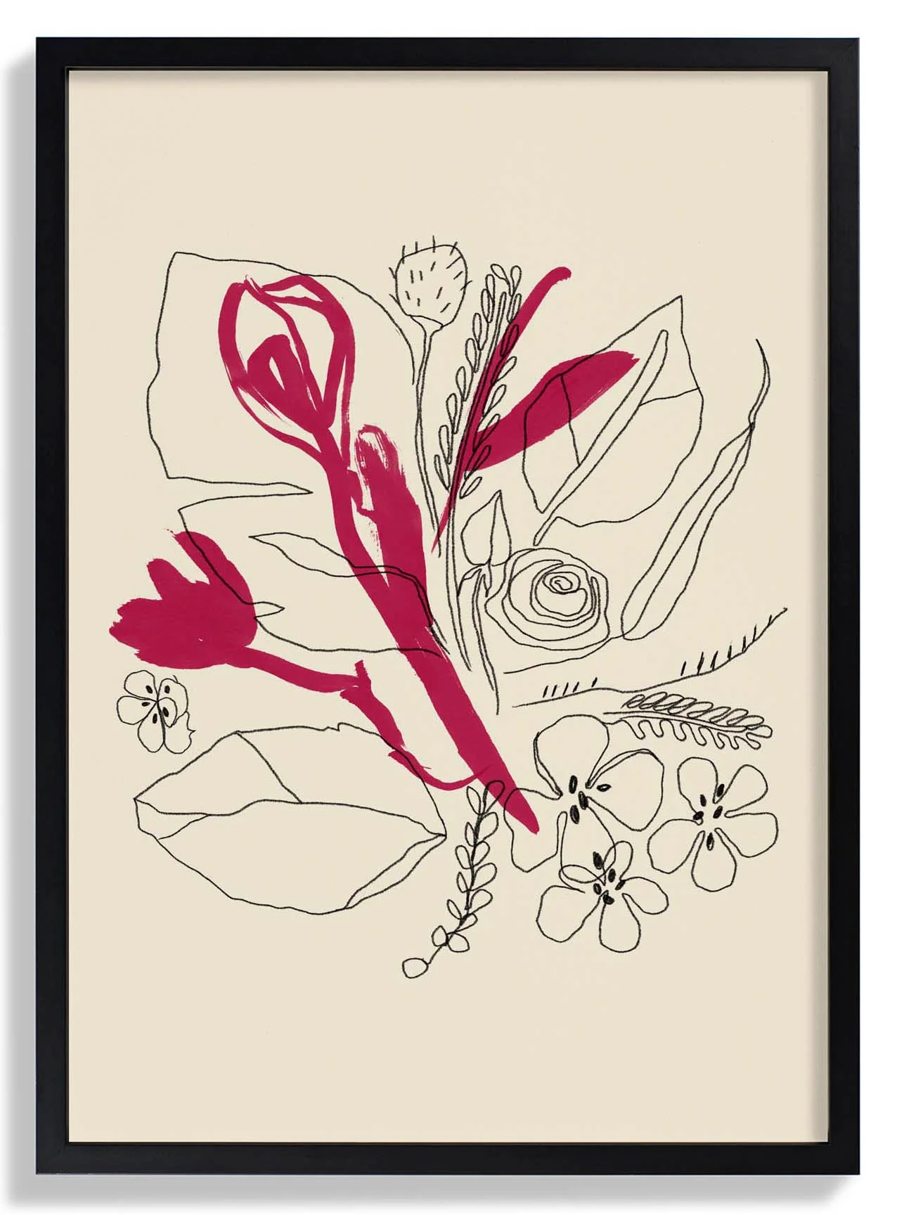 Bouquet Magenta und schwarze Linien