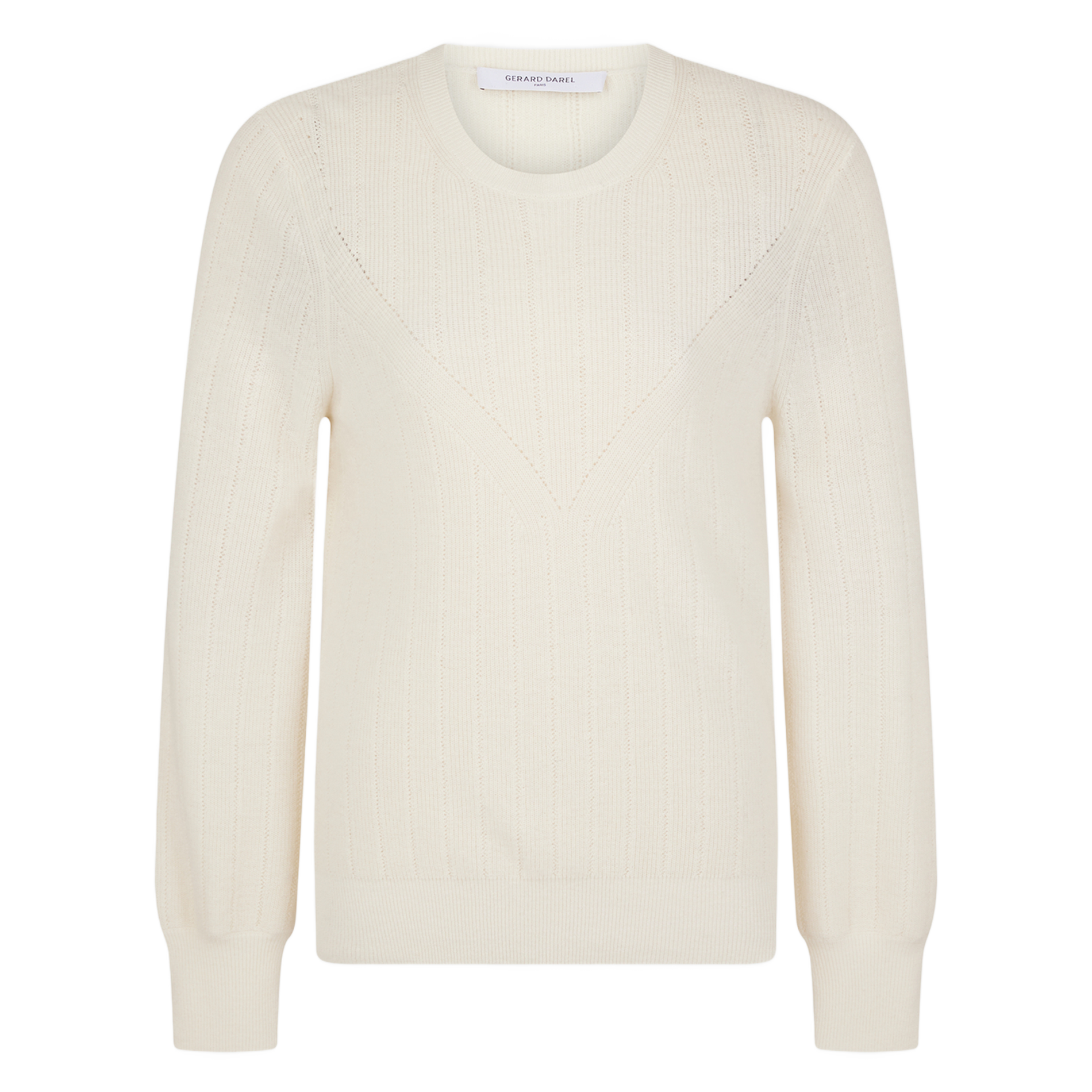 JANINE - Pull droit col rond en laine | Blanc