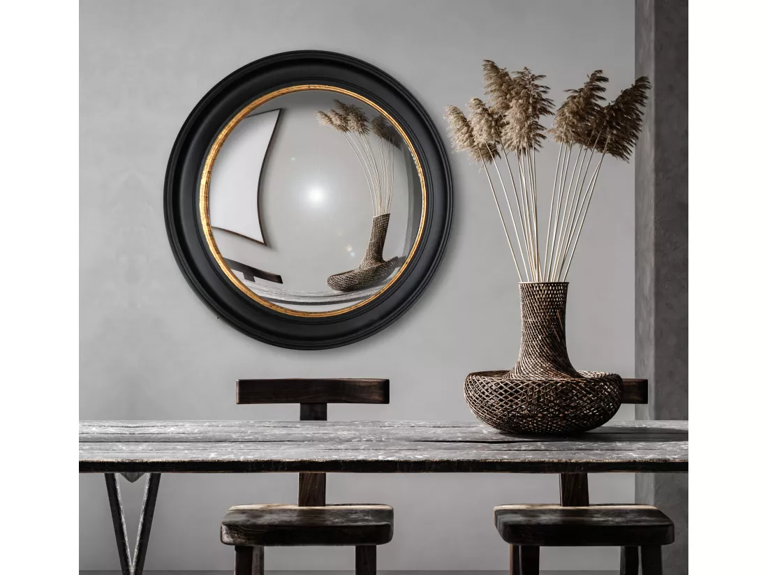 Miroir rond convexe noir 100x100cm