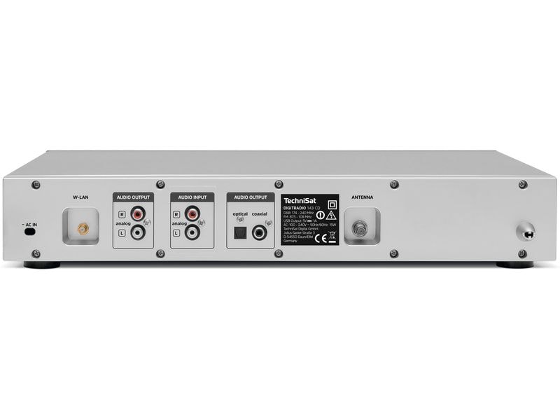 Technisat Radio-Tuner DigitRadio 143 CD V3 Silber HiFi-Komponente für DAB Empfang mit Streaming-Funktionen und CD-Player