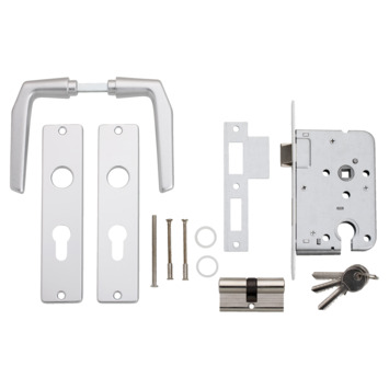 Cilinderslot met aluminium slotplaat incl. kruk Doorn 50mm PC 55mm