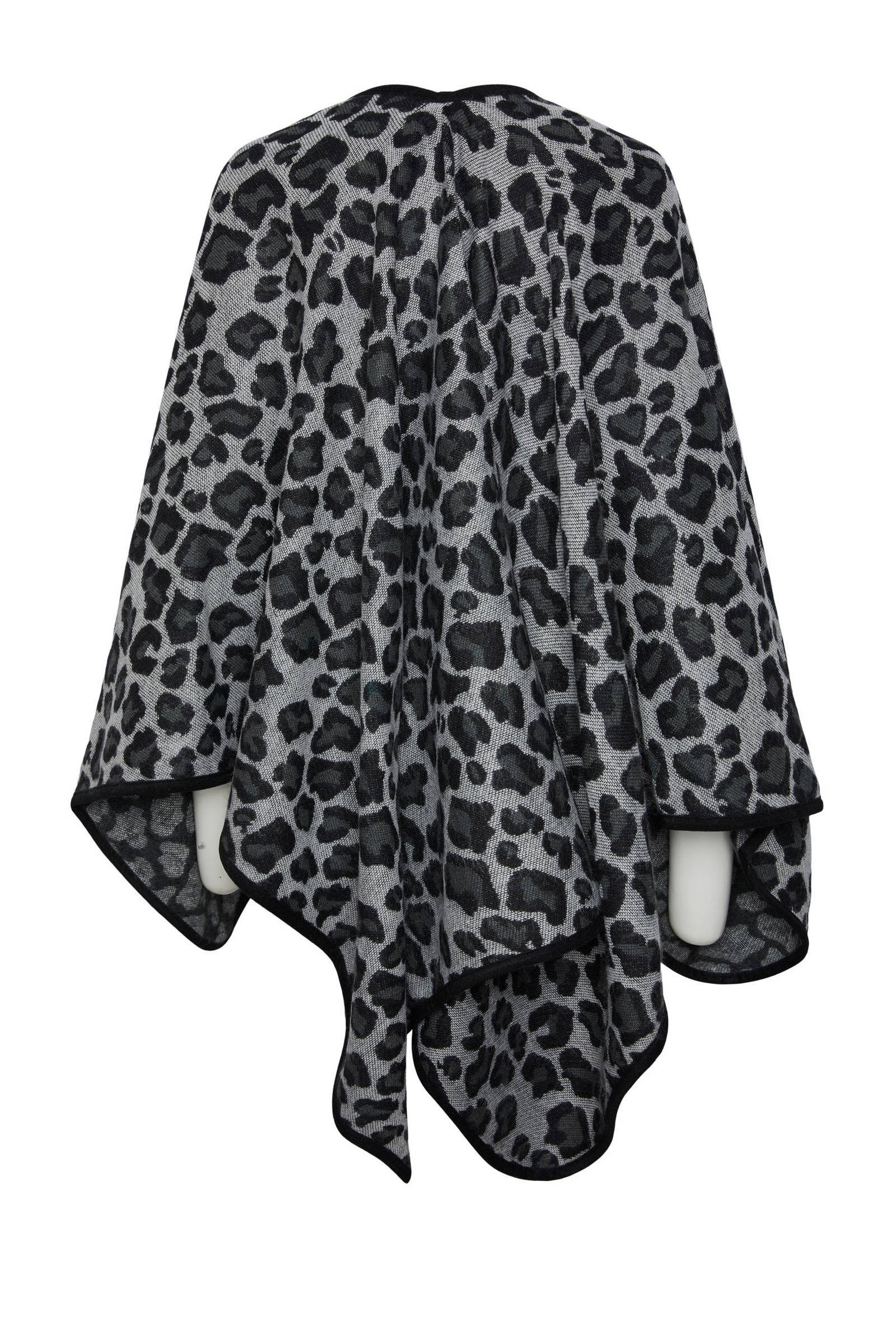 PIECES poncho met panterprint PCJESSA grijs/zwart