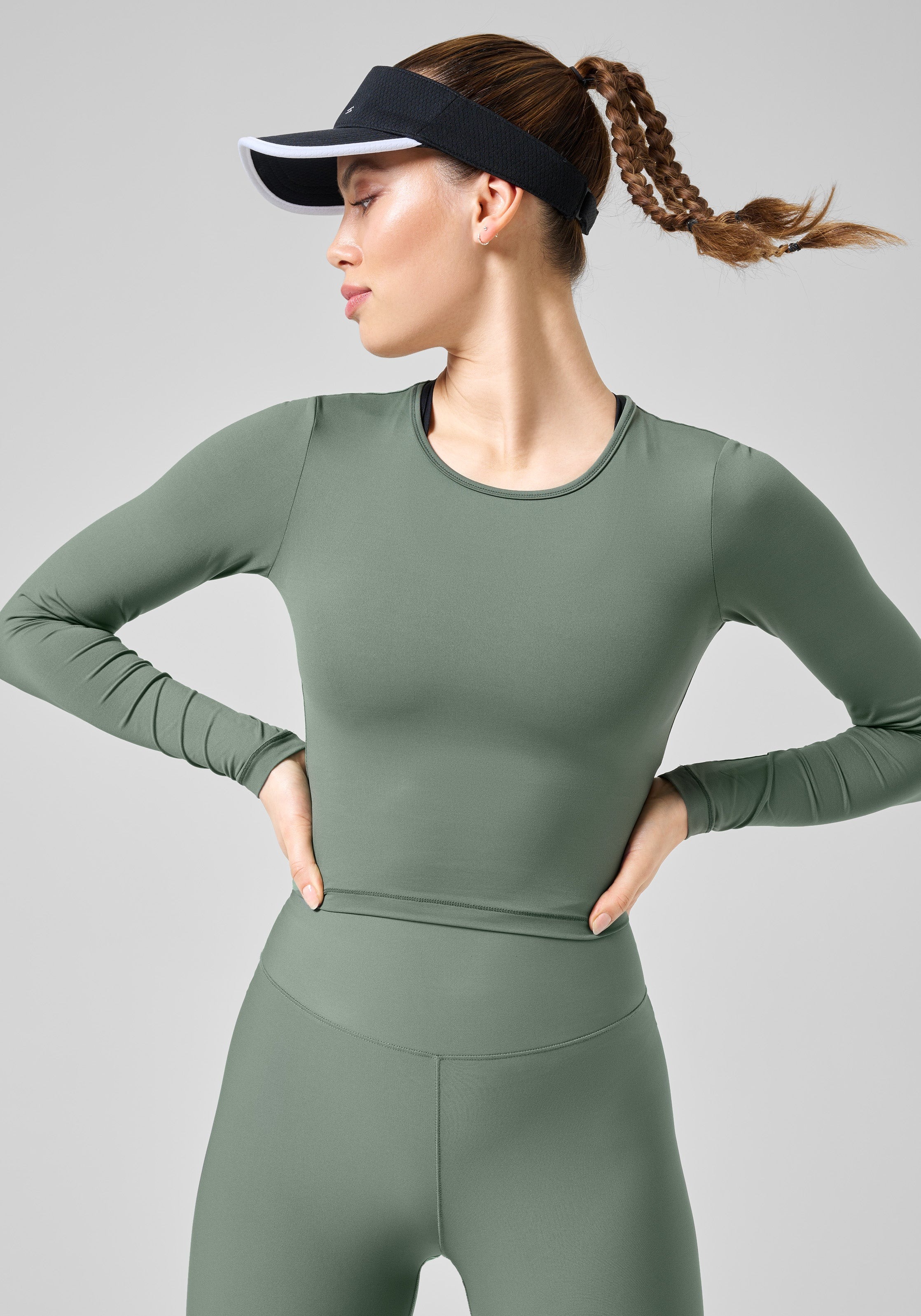 Crop Long Sleeve Dame Dusty Green