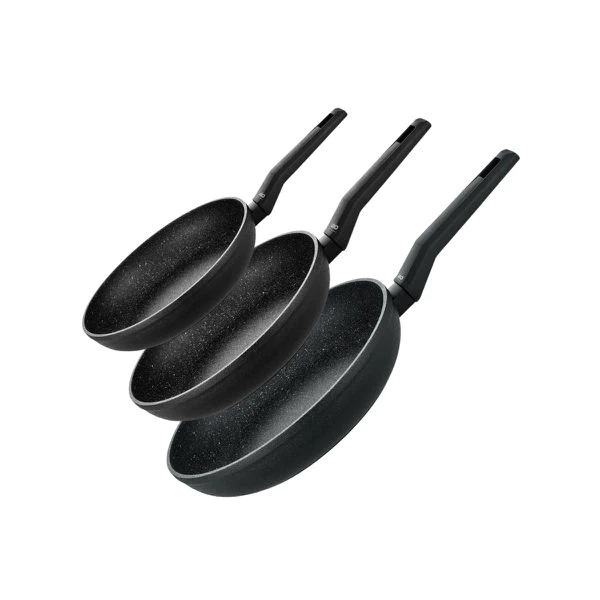 Set de 3 poêles à frire 20 cm 24 cm et 28 cm en aluminium forgé Granit