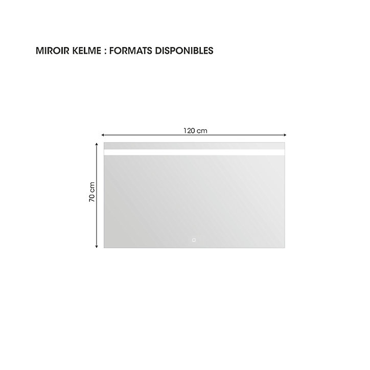 Miroir de salle de bains lumineux LED 70 x 120 cm, argenté, MPGlass Kelme