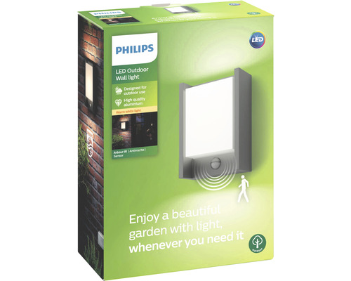 LED Sensor Buitenwandlamp 6W 600 lm Arbour antraciet