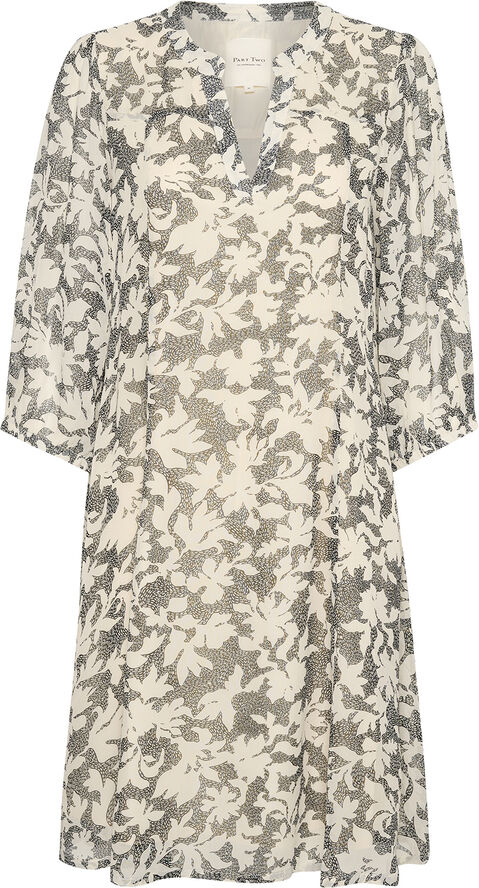 Part Two BotellePW DR Black stitch leaf print