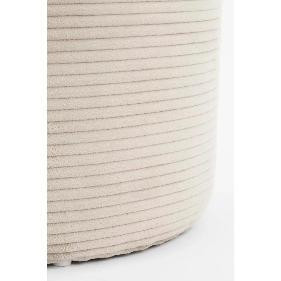 Mica Decorations Poef met Opbergruimte - H41 x Ø42 cm - Off-white