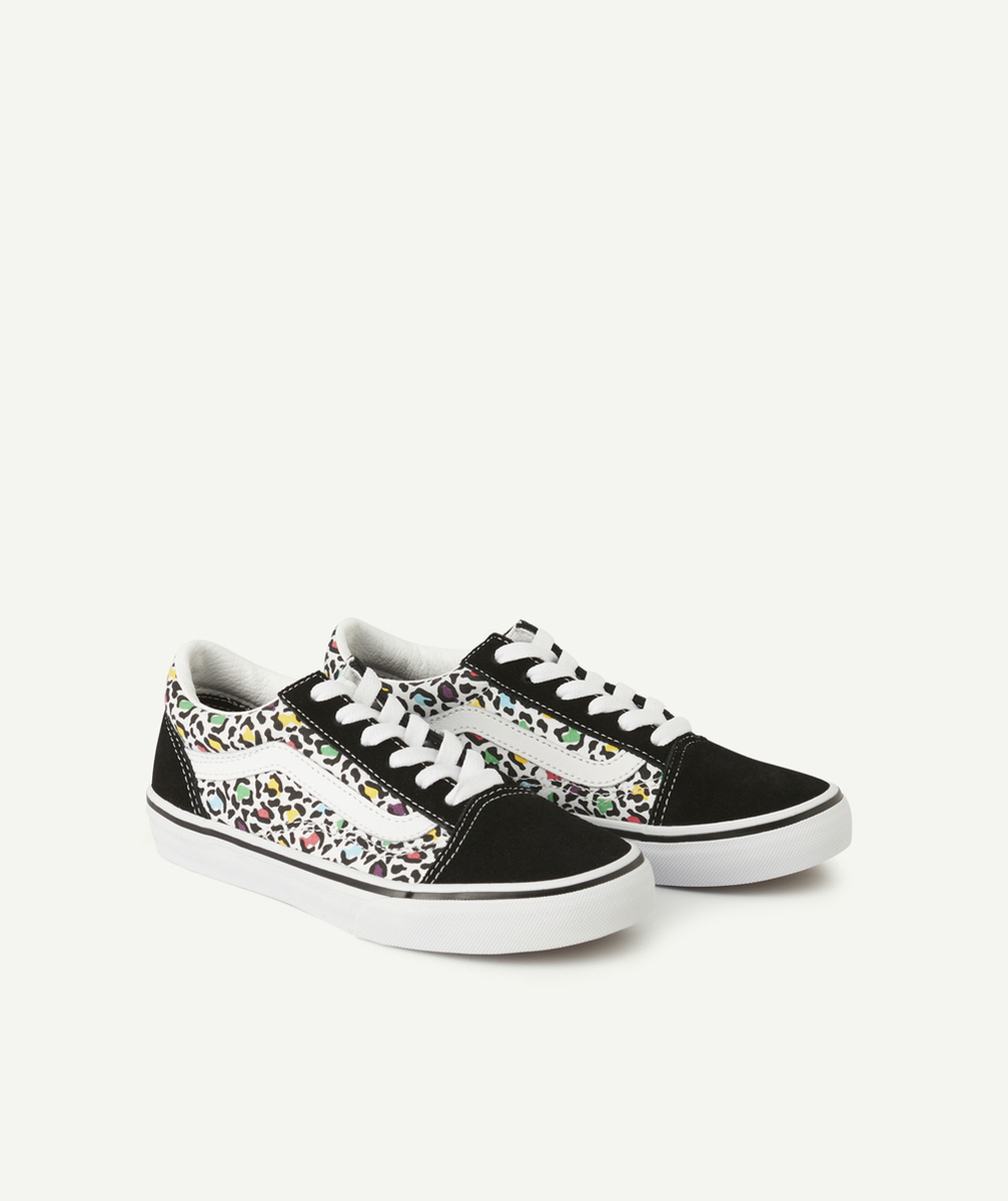 VANSbaskets basses enfant old skool noir et imprimé léopard coloré