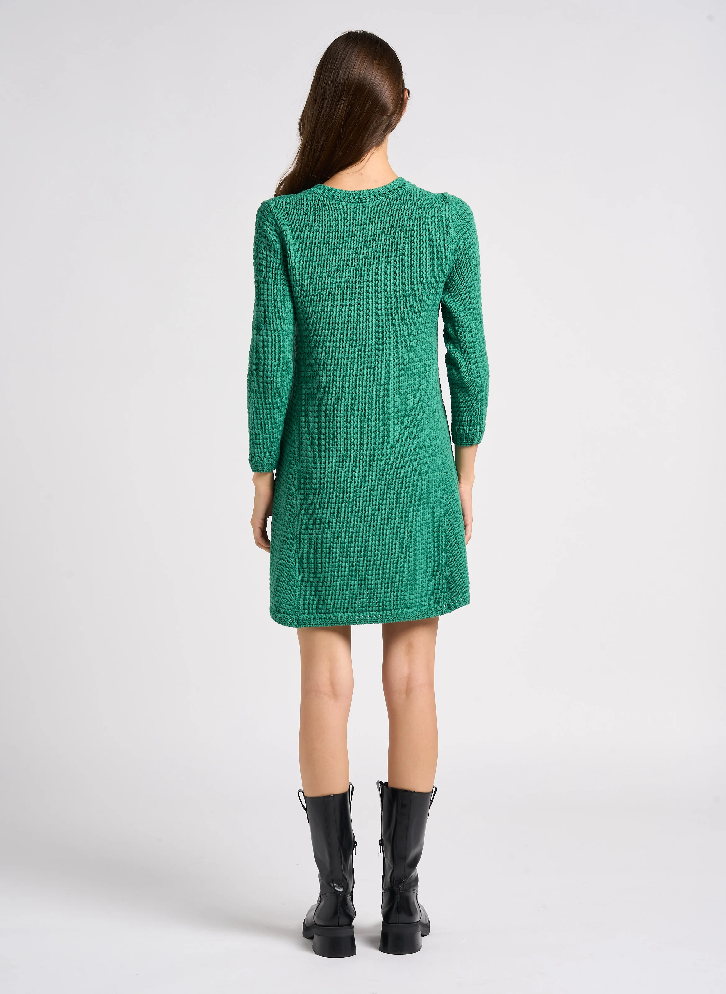 GYSELE - Robe courte col rond en coton mélangé | Vert