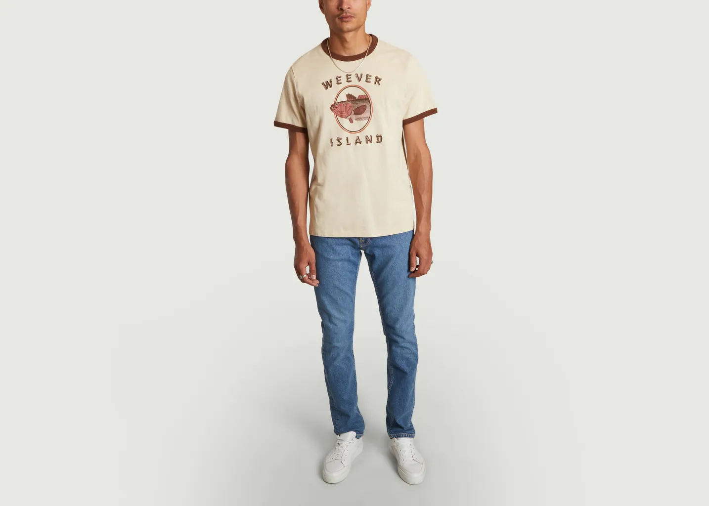 T-shirt imprimé en coton bio Roy Weever Island Nudie Jeans