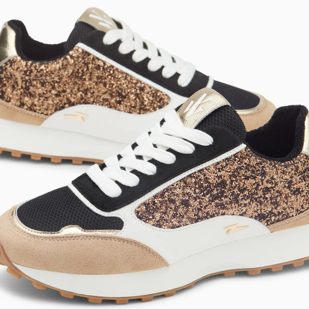 Sneakers-Baskets Cassandra bronze à paillettes et semelle running