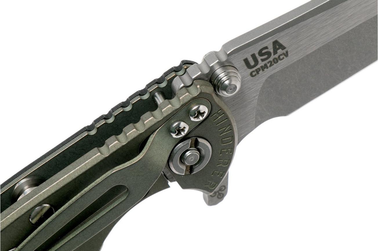 Rick Hinderer XM-18 3” Spanto Gen 4 CPM 20CV Black G10, Battle Green, zakmes