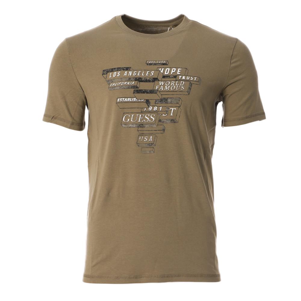 Guess T-shirt Kaki Homme Guess Abstract Triangle