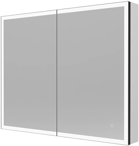 Home Deluxe LED-Spiegelschrank EVE Schwarz 100 x 80 cm I mit Steckdose, Bad, mit Beleuchtung und Steckdose, Beleuchteter Schrank mit USB-Anschluss