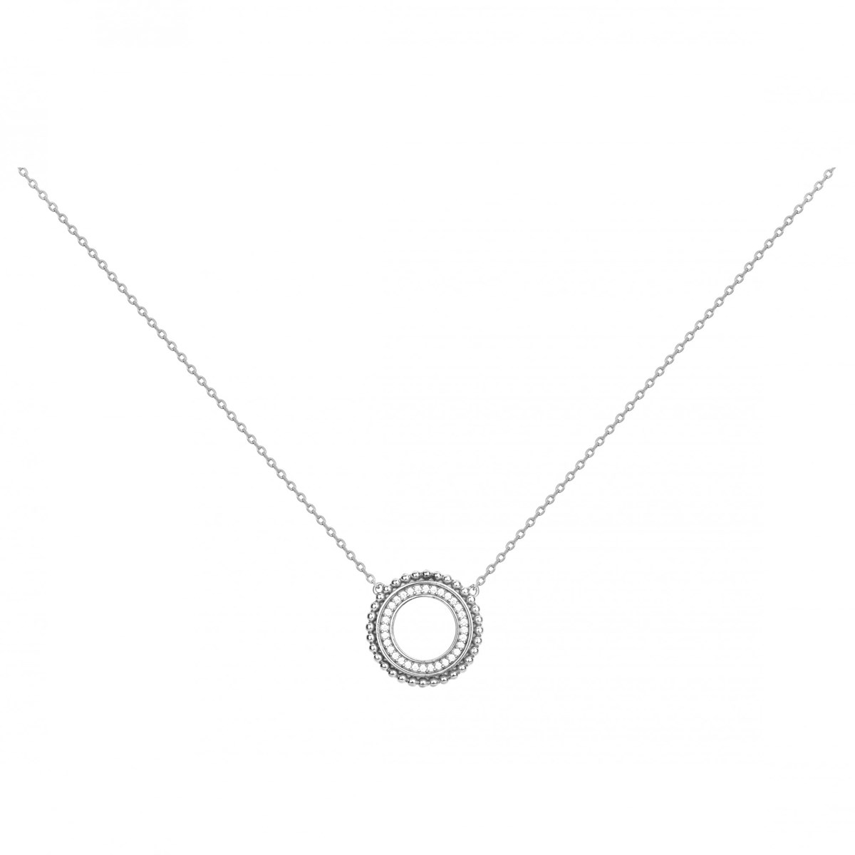 Collier mono-motif en Argent avec oxyde de zirconium blanc