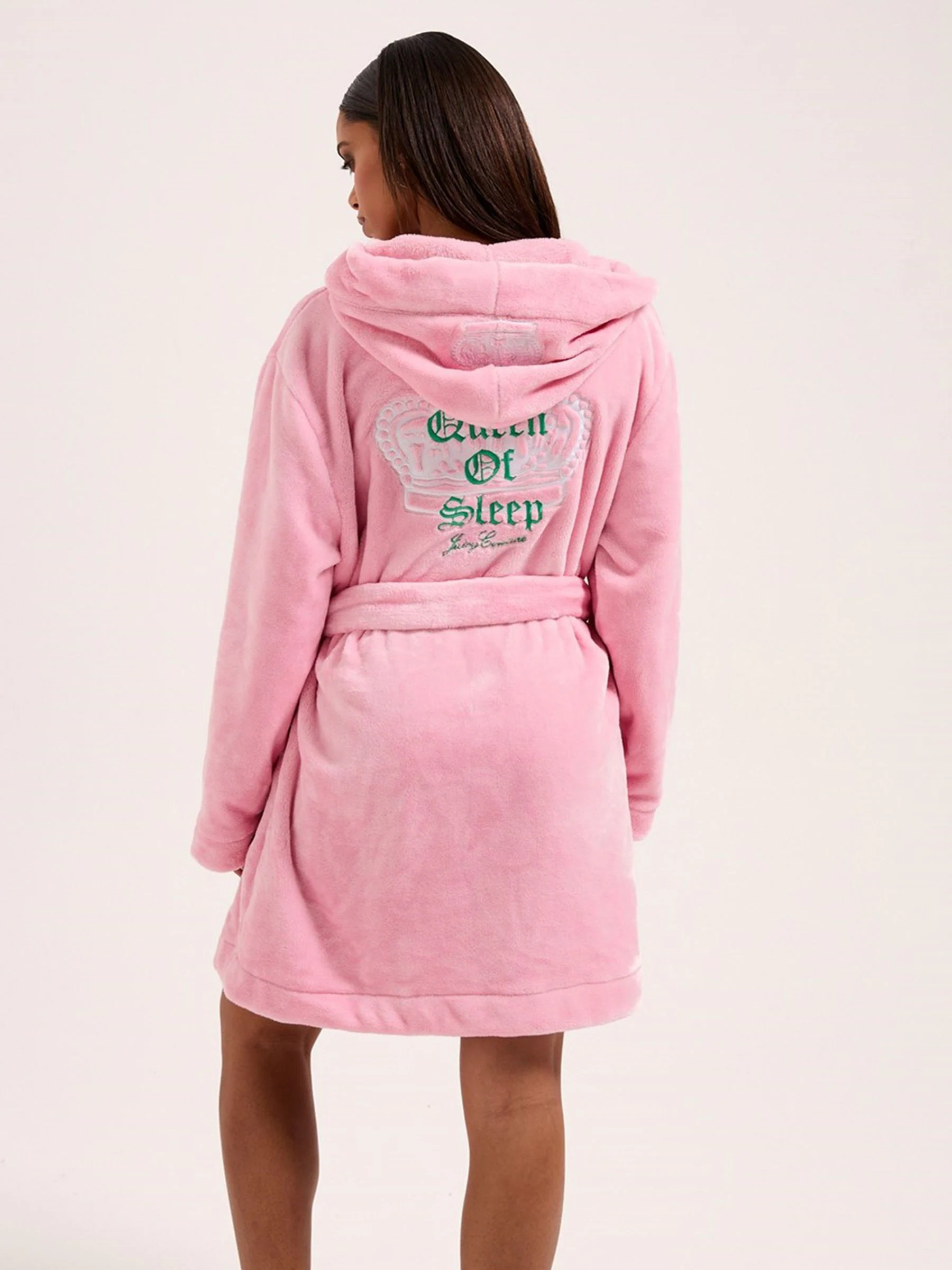 Roze - Juicy Couture Crown Plush Hooded Robe