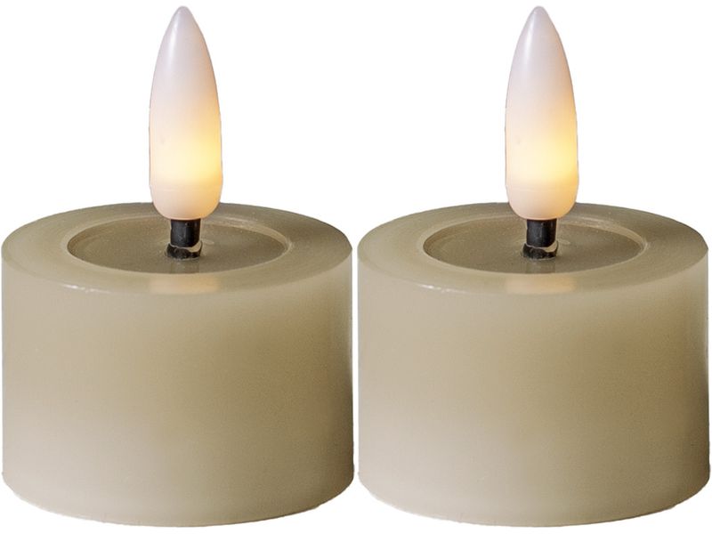 Star Trading LED Teelichter Set 2 Pack Flow 5 cm – Beige LED Teelichter-2er-Set