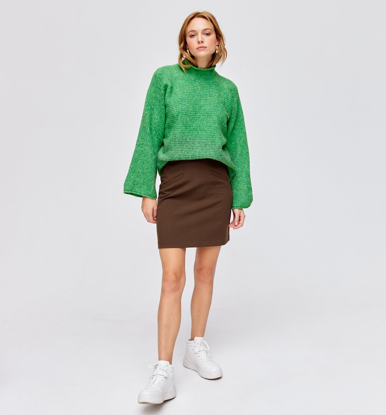 Jupe courte unie Femme - Marron