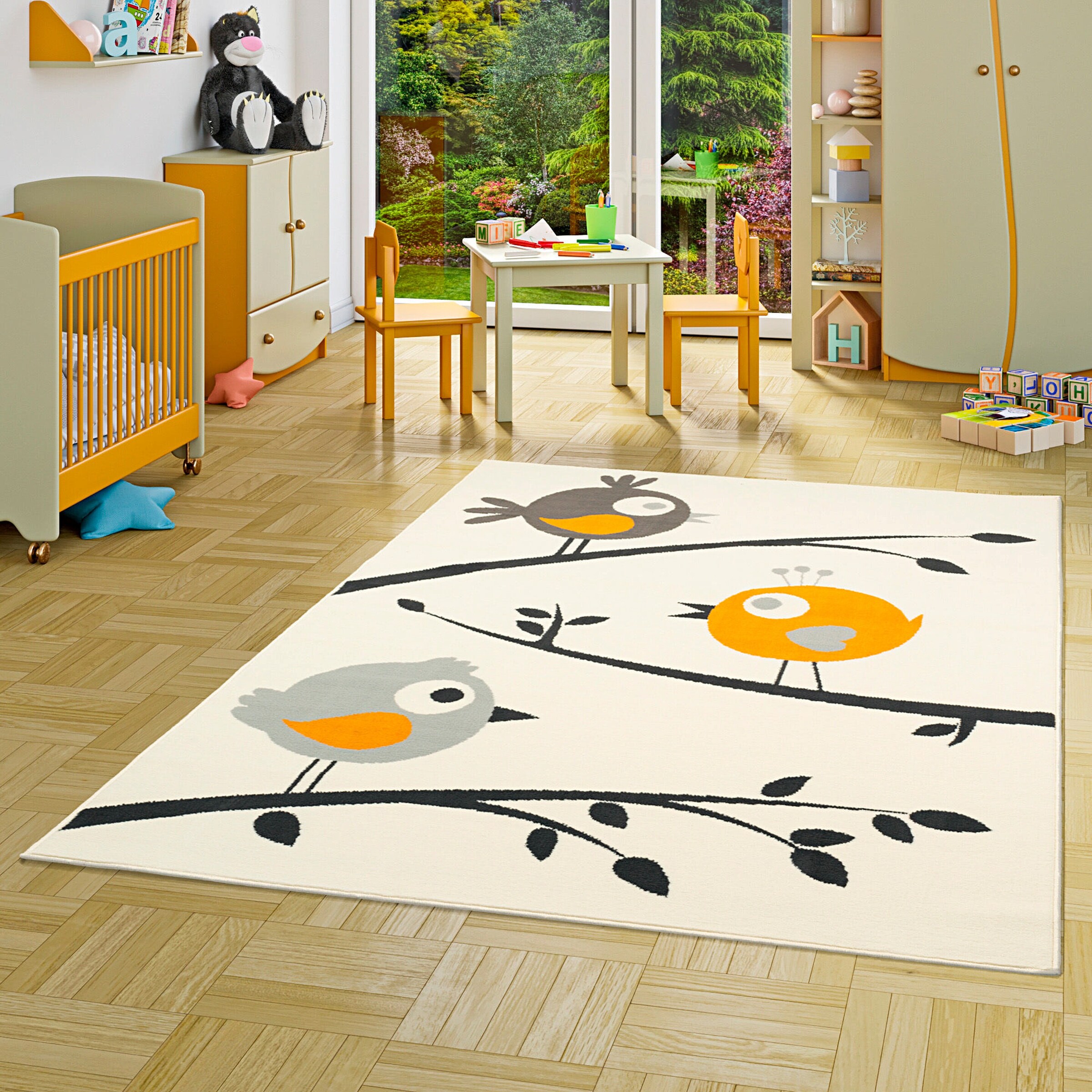 Pergamon Kinderteppich Trendline Vögel Creme - 140x200 cm