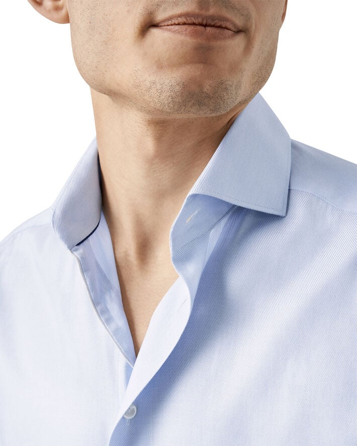 ETON Contemporary Fit Light Blue Melange Semi Solid Fine Twill Shirt Lyseblå