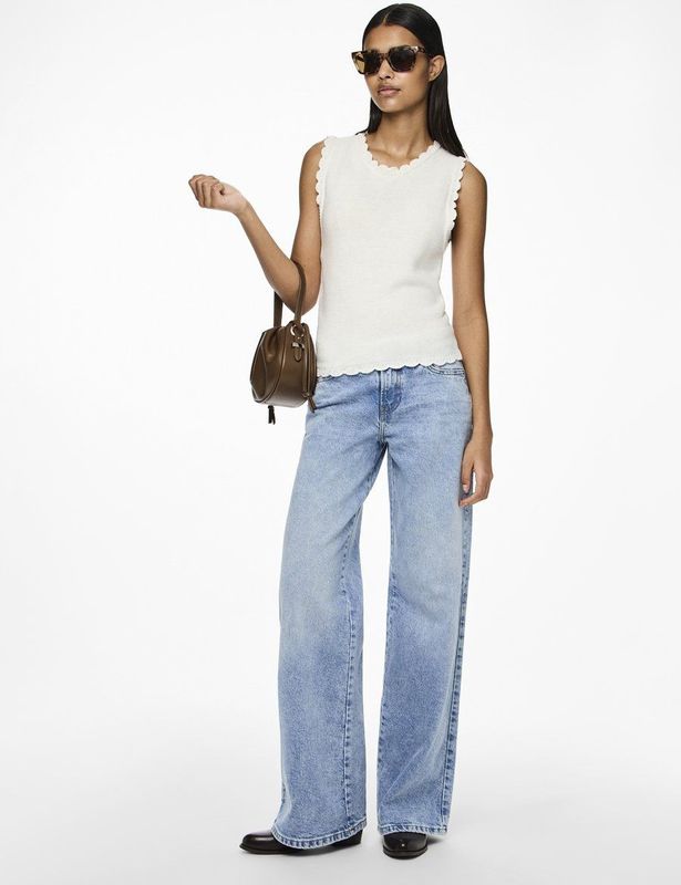 PIECES Dames Wide Fit Jeans PCSELMA LW, blauw (light blue denim), 32W x 30L