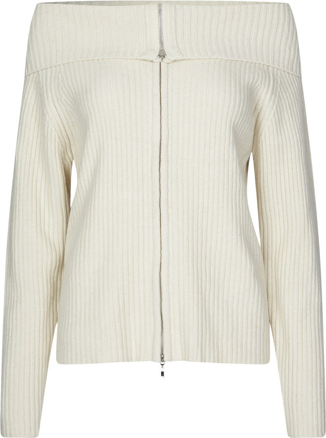 Oval Square Fave Zip Cardigan Off white