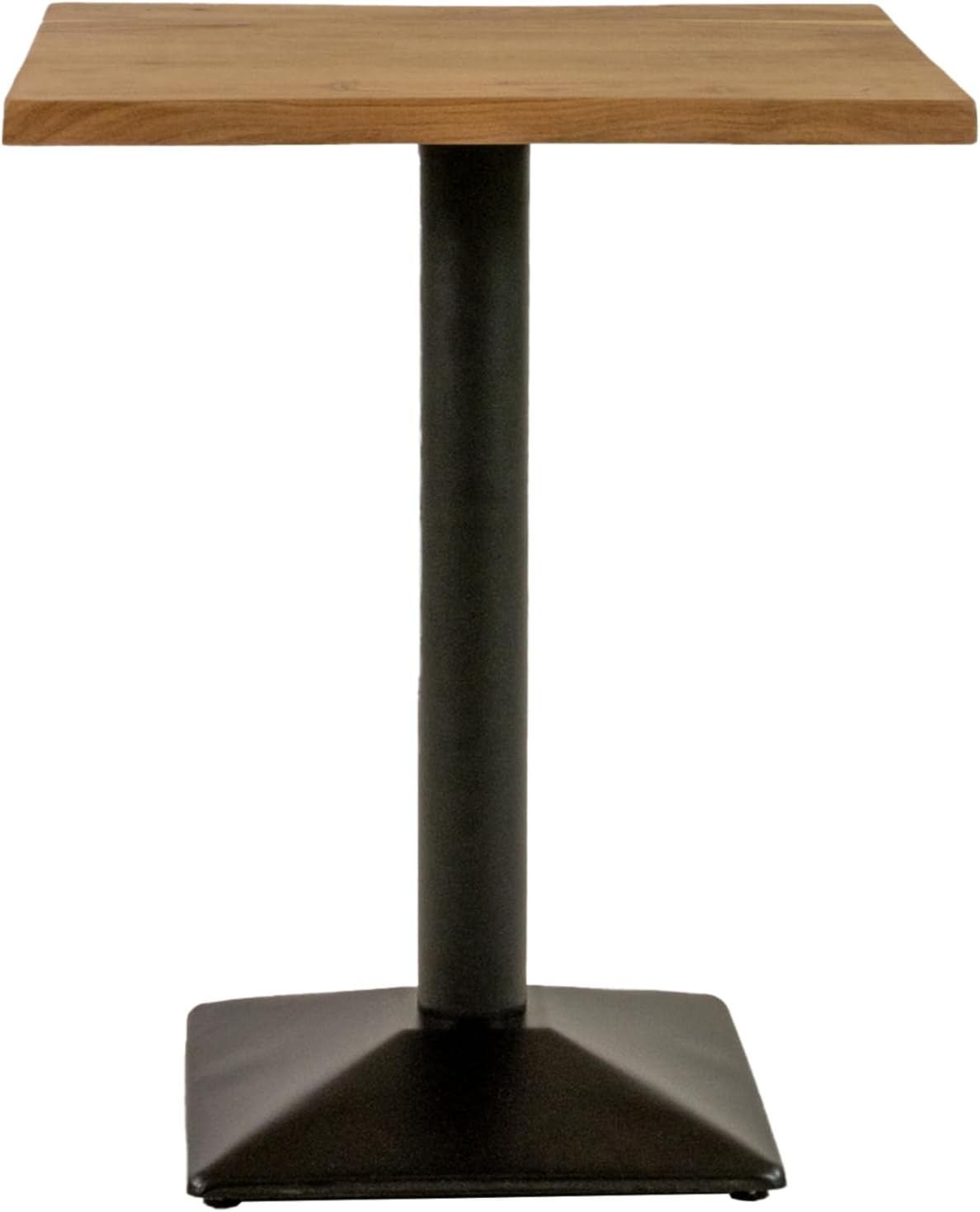 SAM Bistrotisch INES | 60 x 60 cm | Akazienholz massiv | Farbe: Natur | echte Baumkante | Säulen-Gestell Metall Schwarz | Baumkantentisch/Säulentisch/Esstisch für Küche, Café & Essbereich