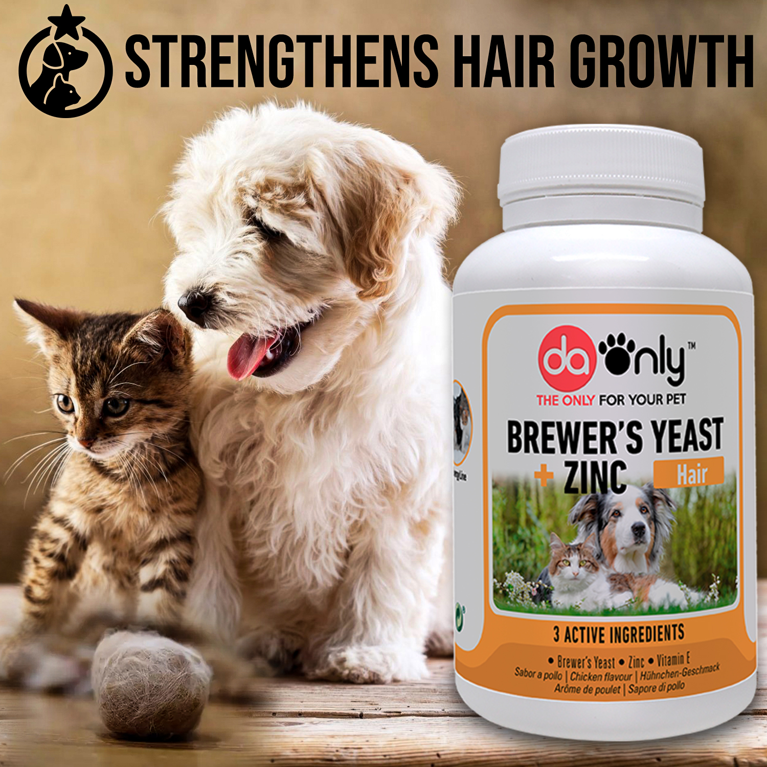 Levedura de cerveja Daonly para cães e gatos.