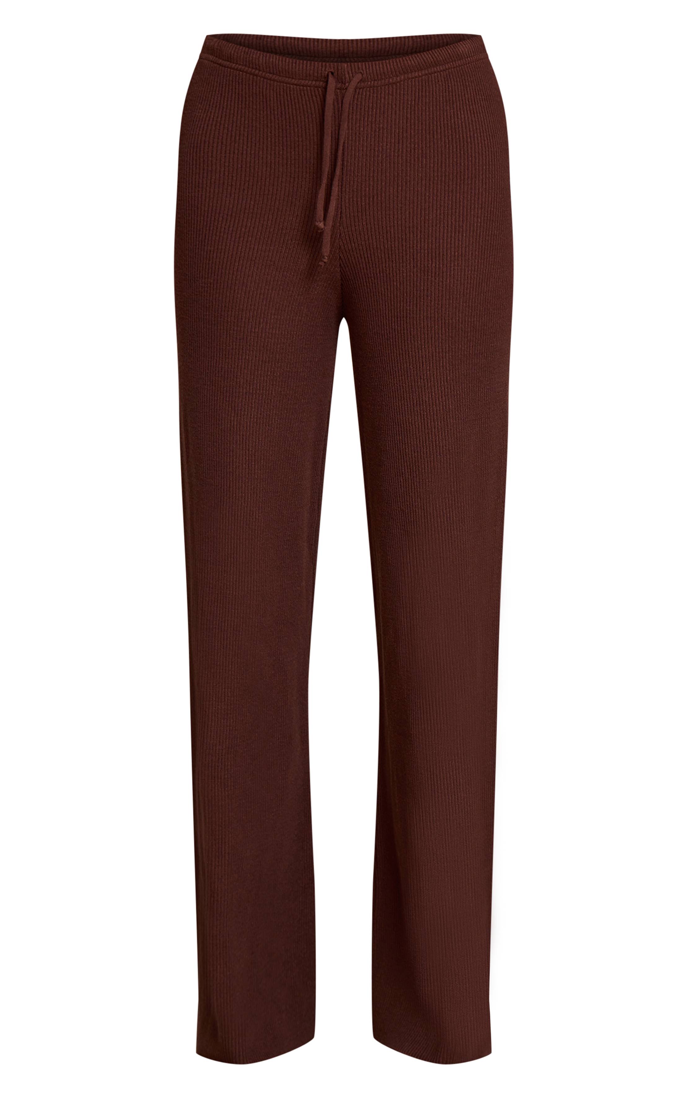 Chocolat Pantalon En Maille Côtelée À Jambes Larges
