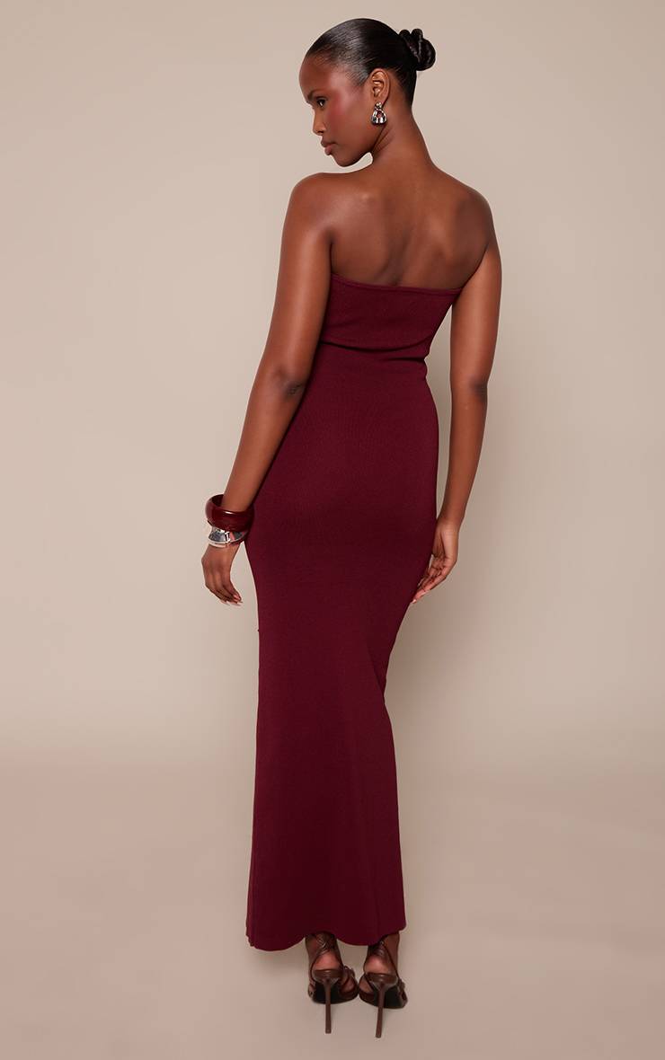 Rouge Bordeaux Robe Maxi Moulante À Découpe Et Détails Contrastés