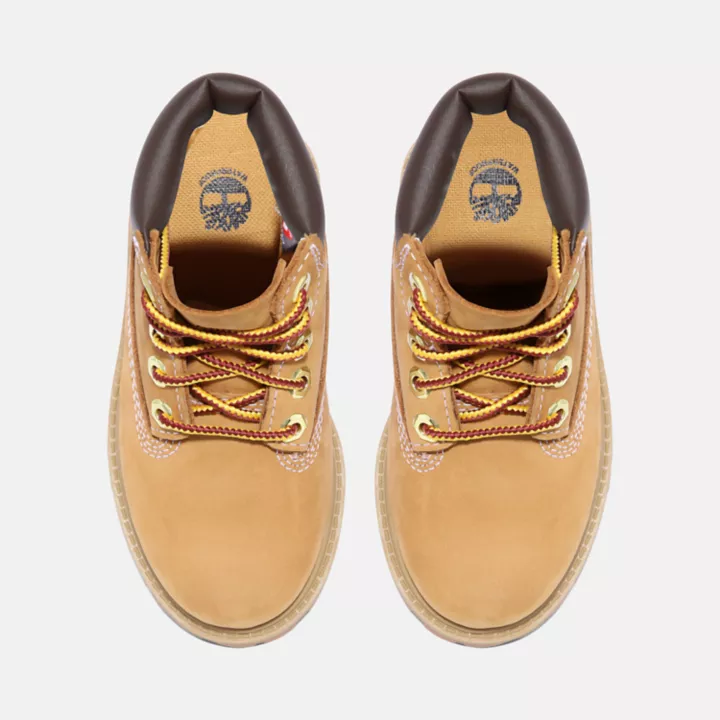 Bota Timberland Premium de 6 polegadas impermeável para crianças pequenas na cor amarela