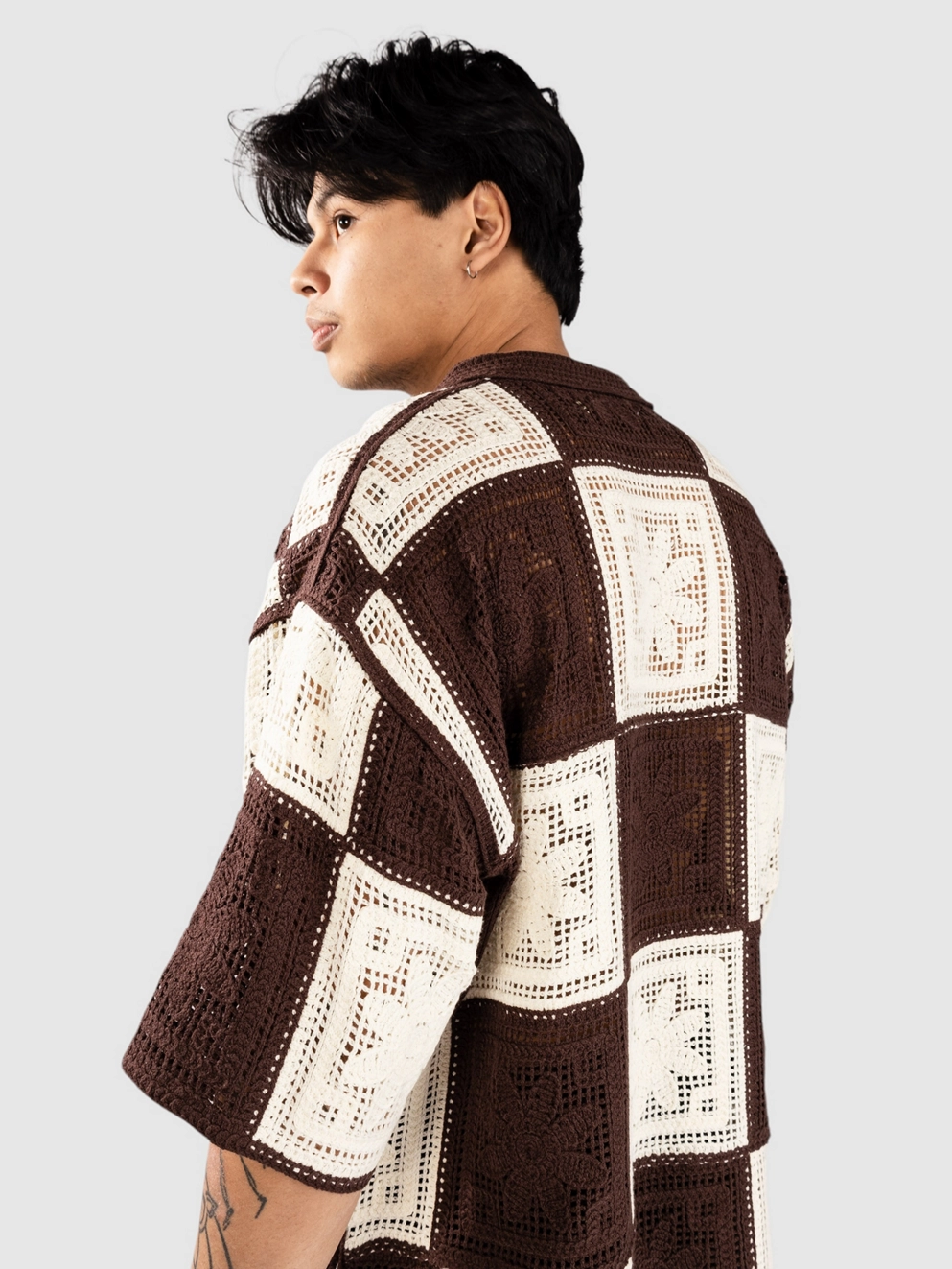 Woodbird WBBanks Crochet Knit Shirt brown/off white