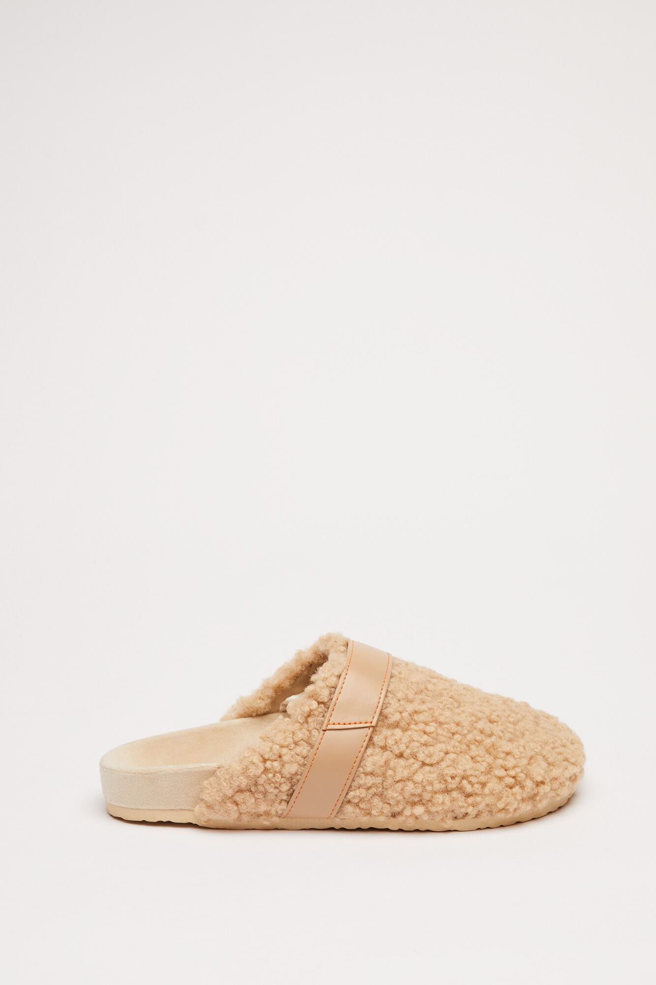 Pantufas de lã de carneiro bege - bege