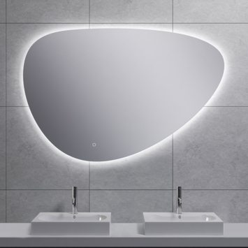 Marho Huevo organische badkamerspiegel met verlichting en verwarming dimbaar Ø 120 cm