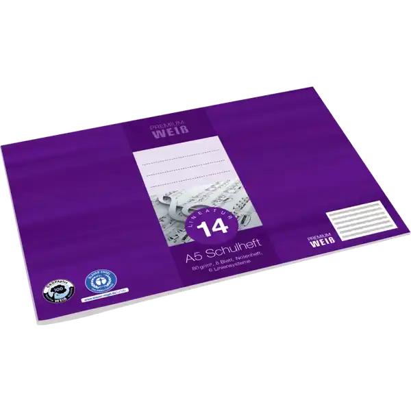 A5 Notenheft, Lin. 14, 8 Blatt