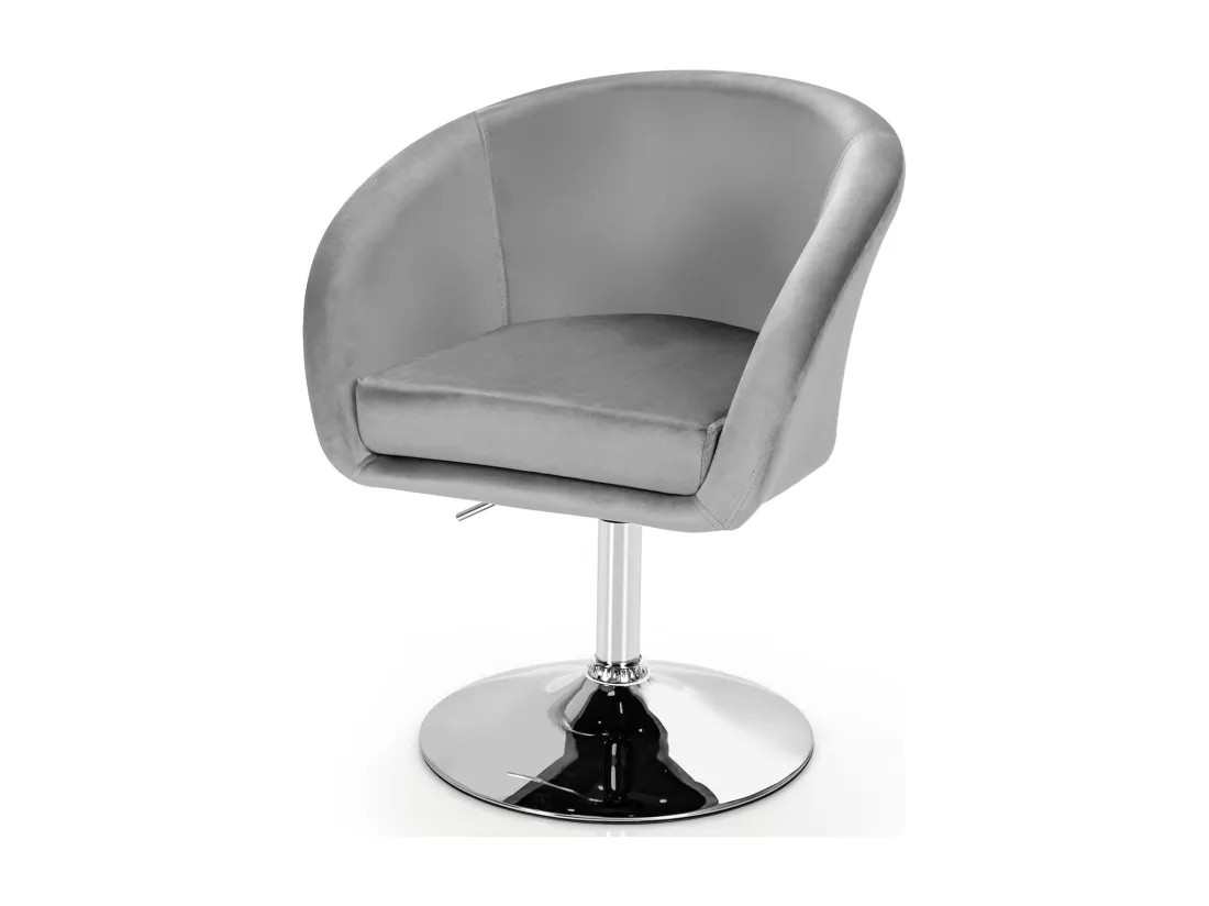 Chaise Pivotante en Velours, Fauteuil de Bureau réglable en Hauteur, Base Galvanisée Charge 125kg Gris