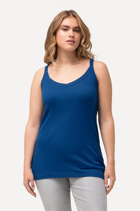 Ripptop, Slim, V-Ausschnitt, ärmellos, schmale Träger