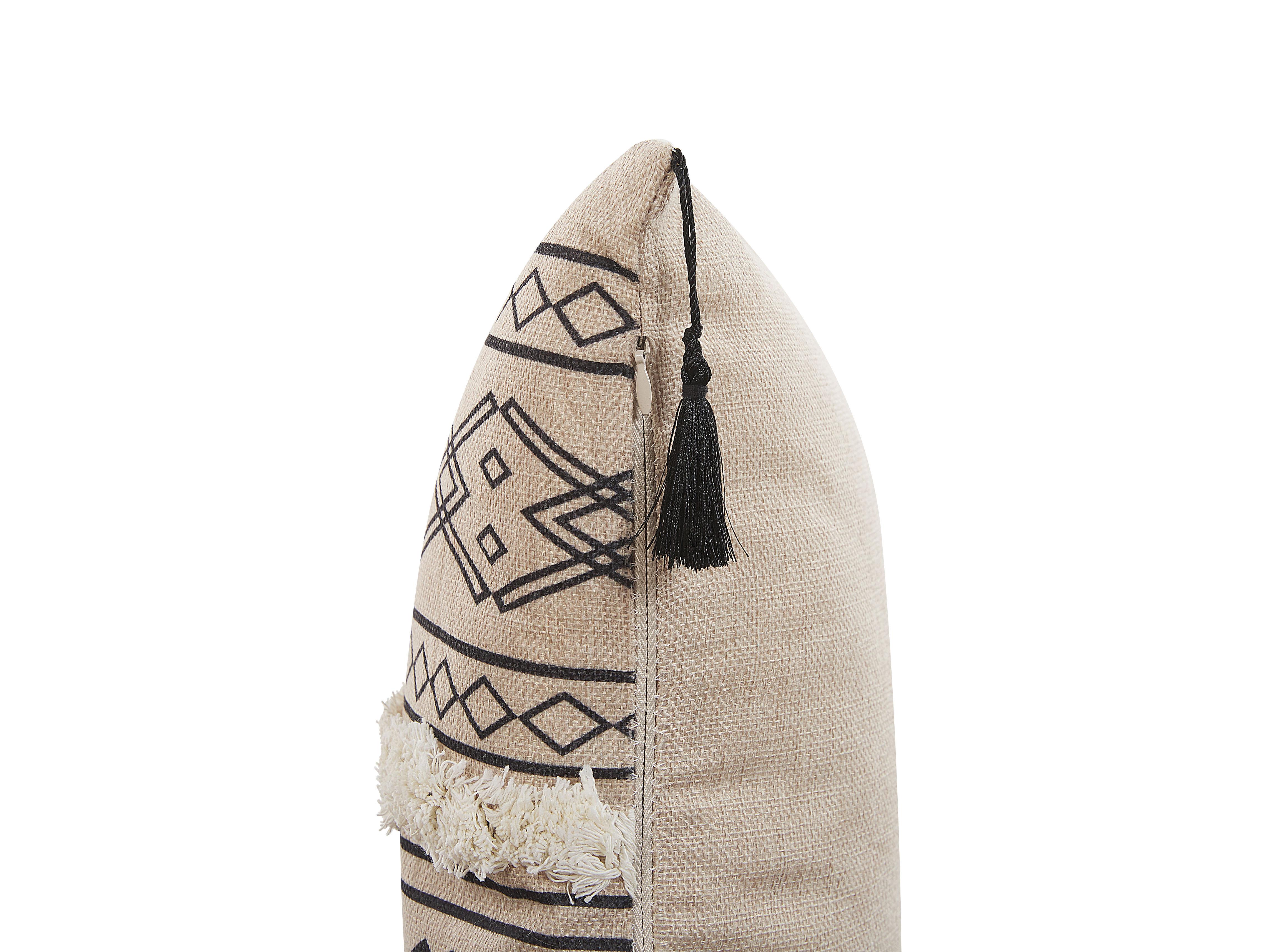 Set van 2 sierkussens PULMONARIA 30 x 50 cm Beige geometrisch patroon