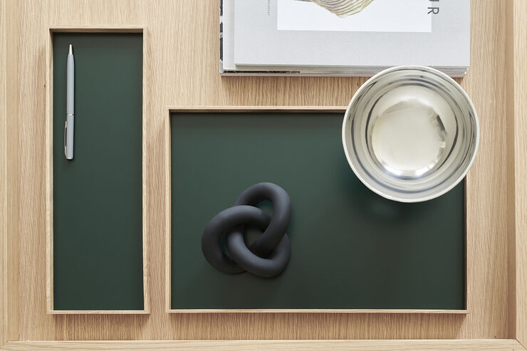 GEJST Frame tray medium oak/green Lysebrun