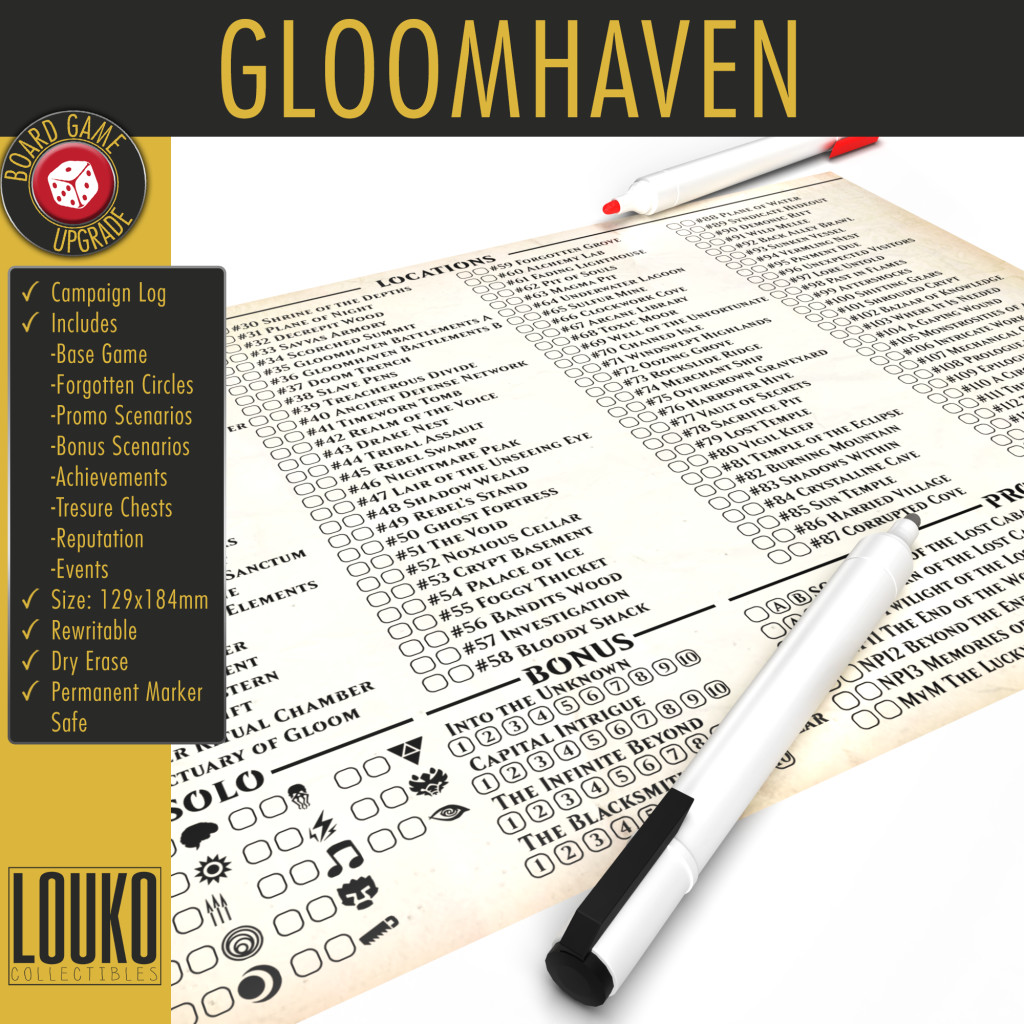 Journaux de campagne réinscriptibles pour Gloomhaven et Les Cercles Oubliés