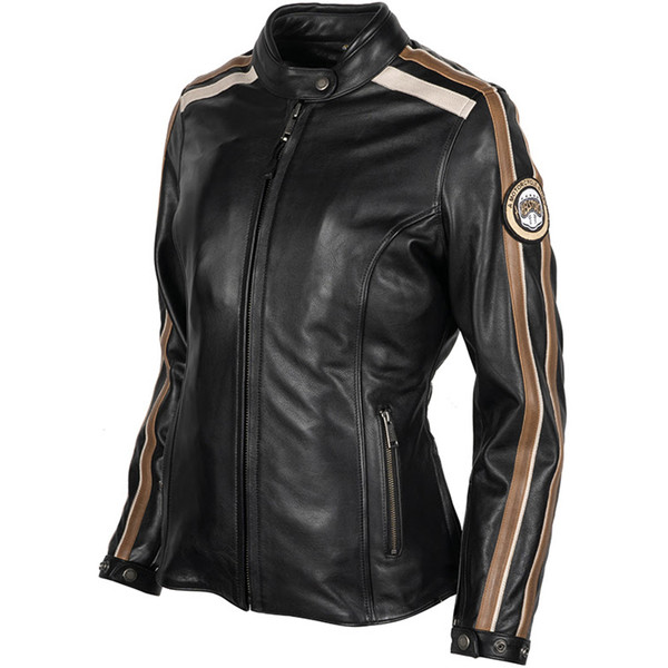 Helstons - Blouson femme Jade Cuir Rag Noir / Marron