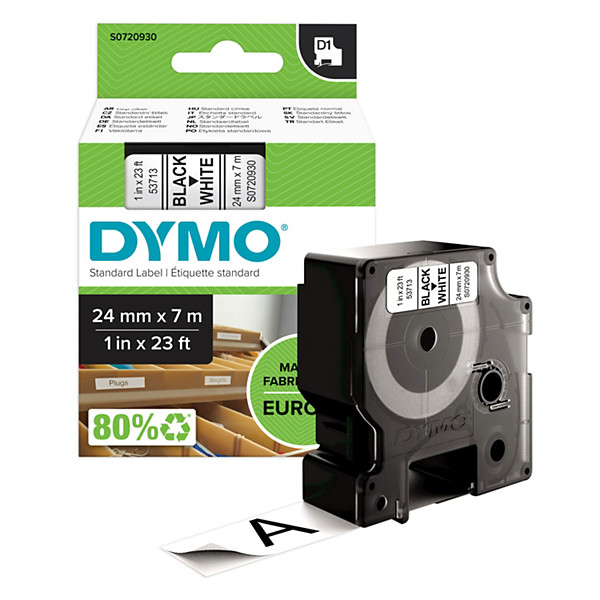 Dymo Ruban D1 24 mm S0720930 blanc écriture noire